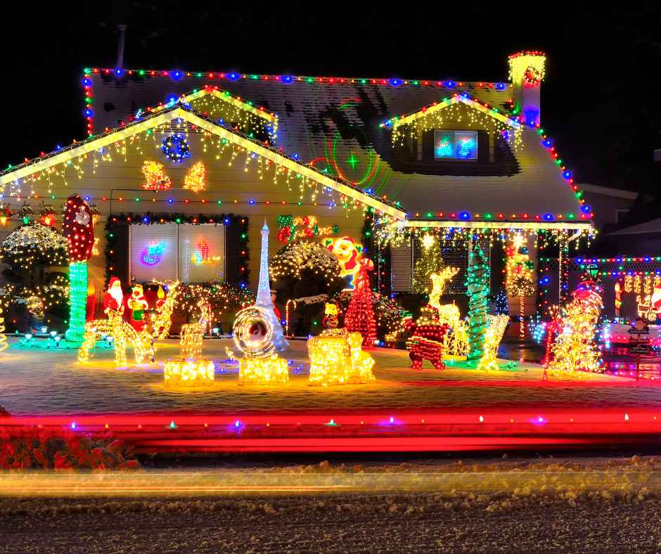 Christmas lights on a home